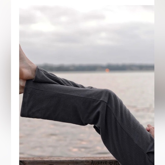 ROBIES Grey 100% Cotton High End Unwind Lounge Pant Waffle Print Athleisure L - Picture 5 of 13